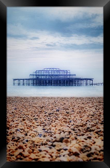 Burnt Out Pier Framed Print by Karen Martin