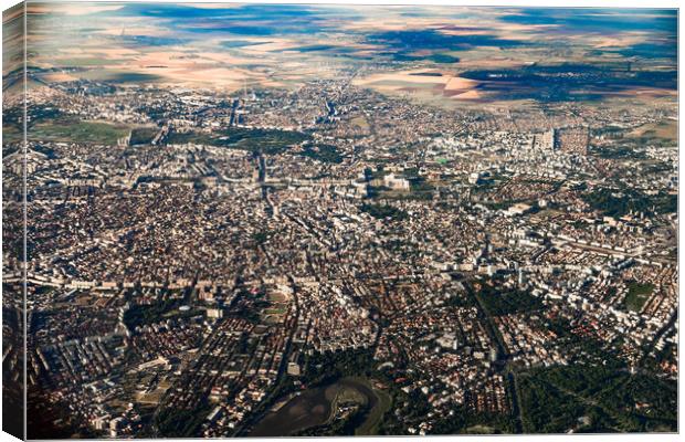 Aerial View Of Bucharest City In Romania Canvas Print by Radu Bercan