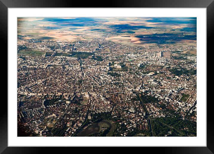 Aerial View Of Bucharest City In Romania Framed Mounted Print by Radu Bercan