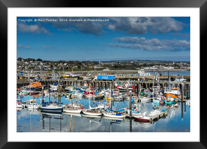 Newly Harbour reflections  Framed Mounted Print by Mary Fletcher