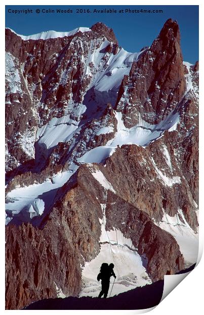 A climber in the French Alps Print by Colin Woods