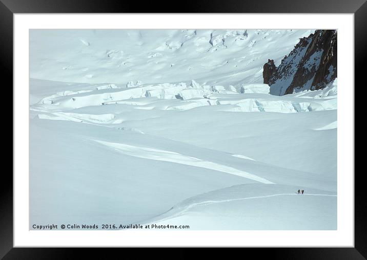 Two climbers on the Glacier Geant Framed Mounted Print by Colin Woods