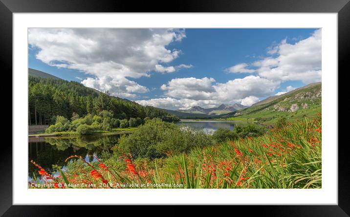 Mymbyr Lakes Snowdonia Wales  Framed Mounted Print by Adrian Evans