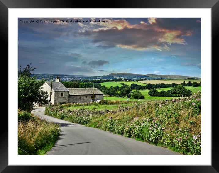 View of holcombe hill lancashire Framed Mounted Print by Derrick Fox Lomax