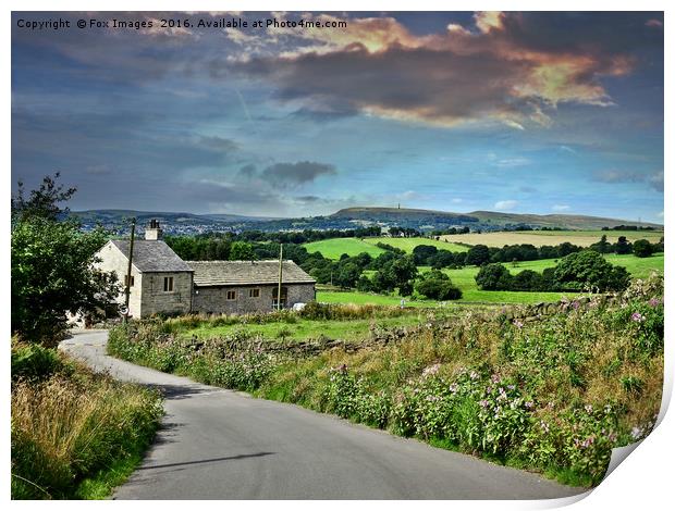View of holcombe hill lancashire Print by Derrick Fox Lomax