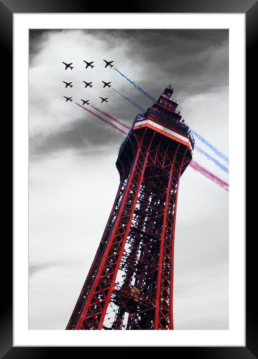 Red Arrows Blackpool Tower Framed Mounted Print by J Biggadike
