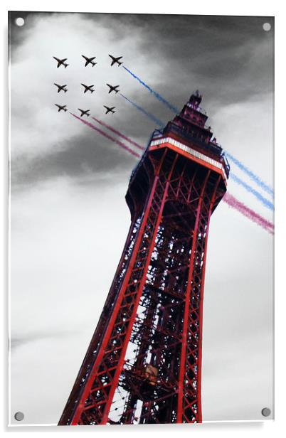 Red Arrows Blackpool Tower Acrylic by J Biggadike