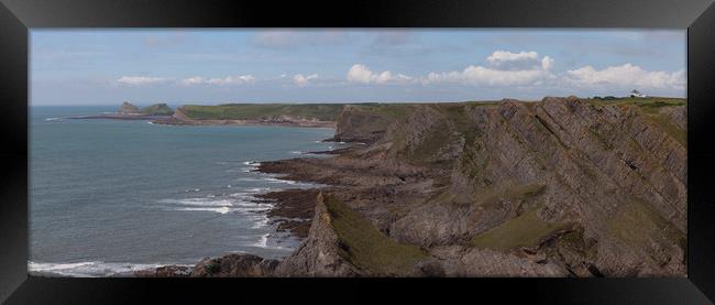 Panorama of Worms Head and The Knave Framed Print by Leighton Collins