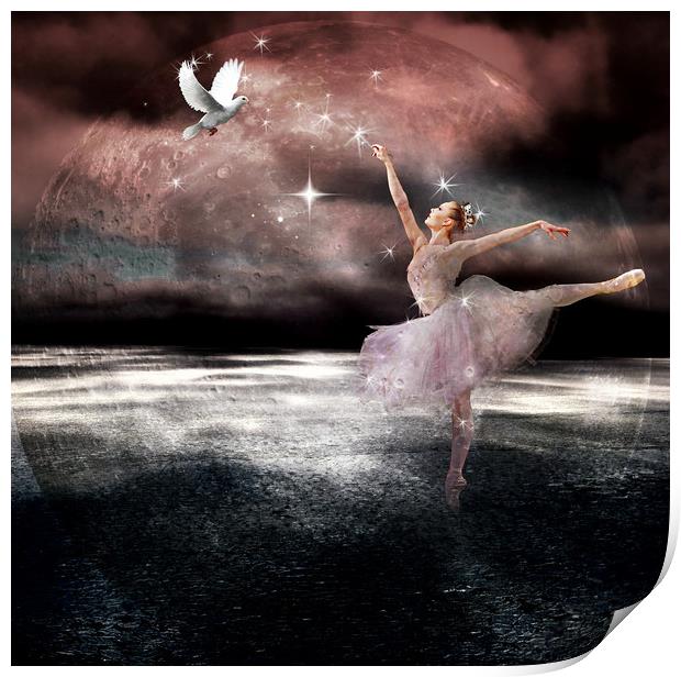 dancing with doves Print by sue davies