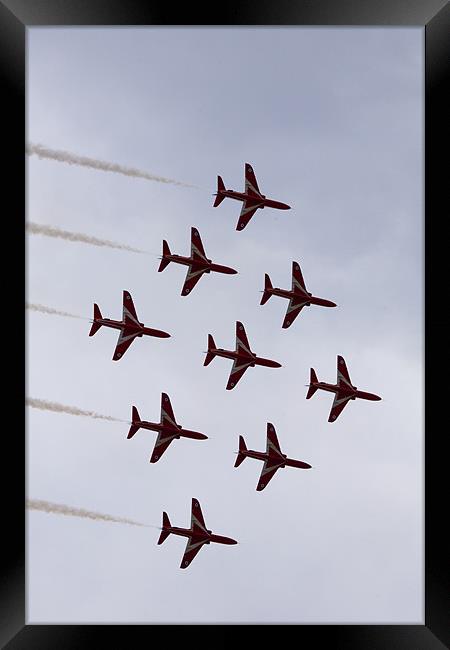 Red arrows in diamond nine formation Framed Print by Ian Middleton