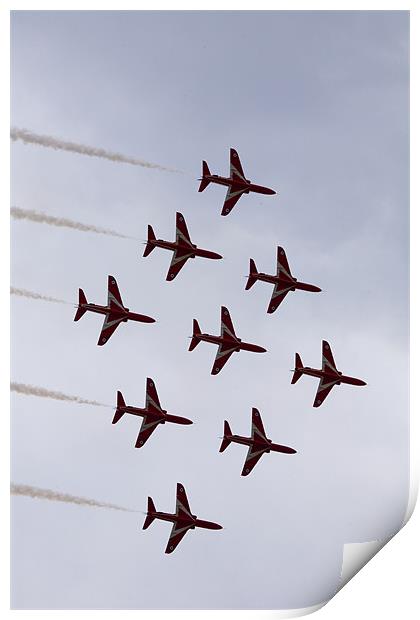 Red arrows in diamond nine formation Print by Ian Middleton
