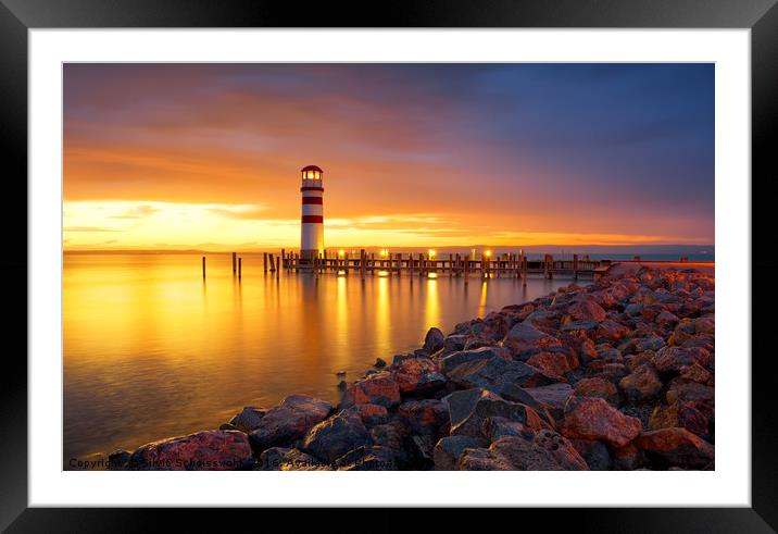 Lighthouse Podersdorf Framed Mounted Print by Silvio Schoisswohl