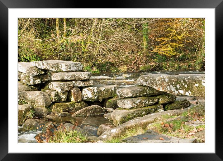 Dartmoor Clapper Bridge near Dartmeet  Framed Mounted Print by Nick Jenkins