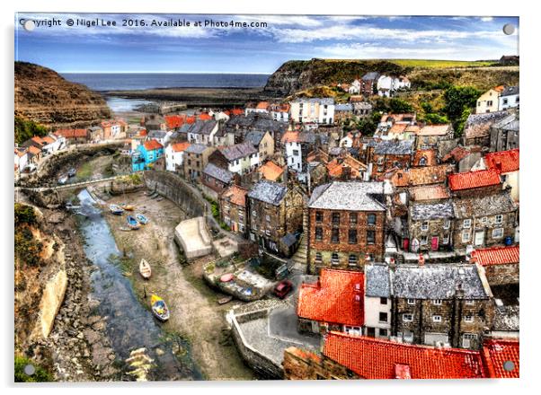 Staithes Harbour Acrylic by Nigel Lee