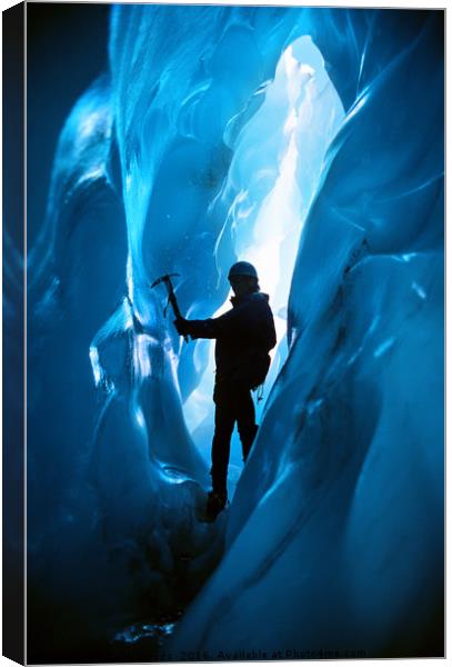 Climber in a Crevasse Canvas Print by Colin Woods