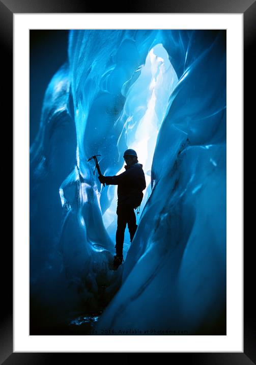 Climber in a Crevasse Framed Mounted Print by Colin Woods
