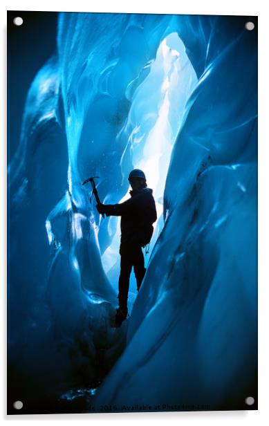 Climber in a Crevasse Acrylic by Colin Woods