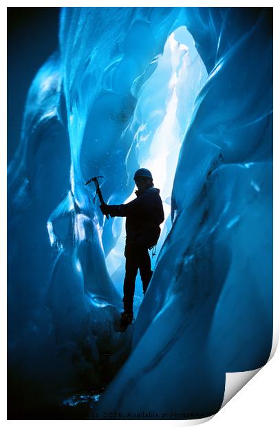 Climber in a Crevasse Print by Colin Woods