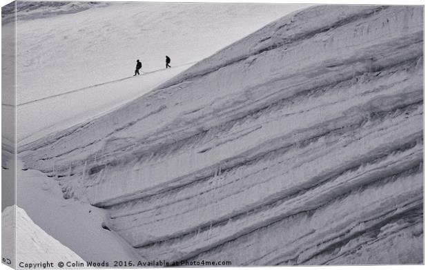 Climbers on the Allalinhorn Canvas Print by Colin Woods