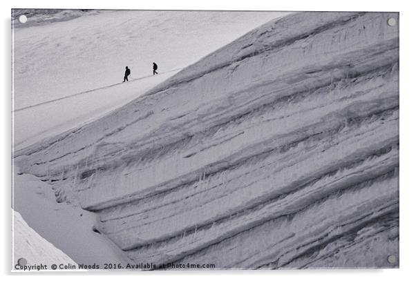 Climbers on the Allalinhorn Acrylic by Colin Woods