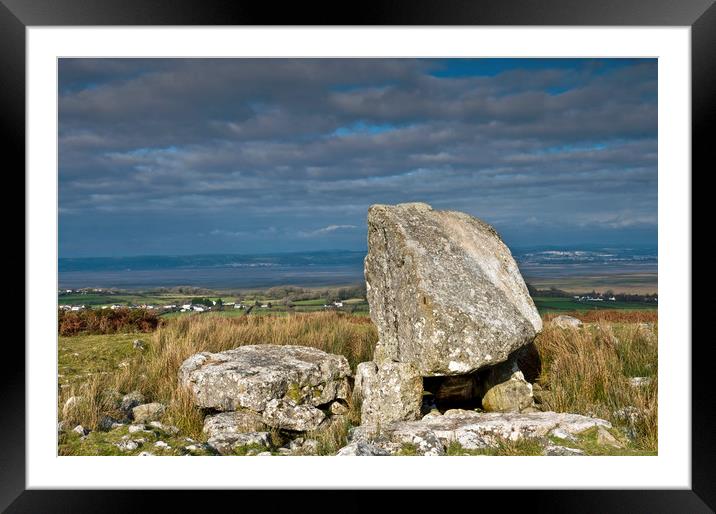 King Arthur's Stone on the Cefn Bryn Ridge Gower Framed Mounted Print by Nick Jenkins