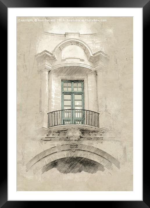 A Classical Balcony in Malta Framed Mounted Print by Ann Garrett