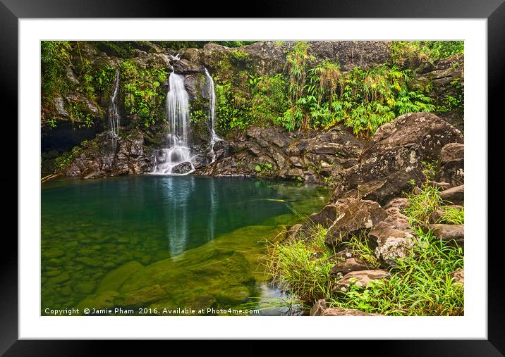 The beautiful and magical waterfalls along the Roa Framed Mounted Print by Jamie Pham