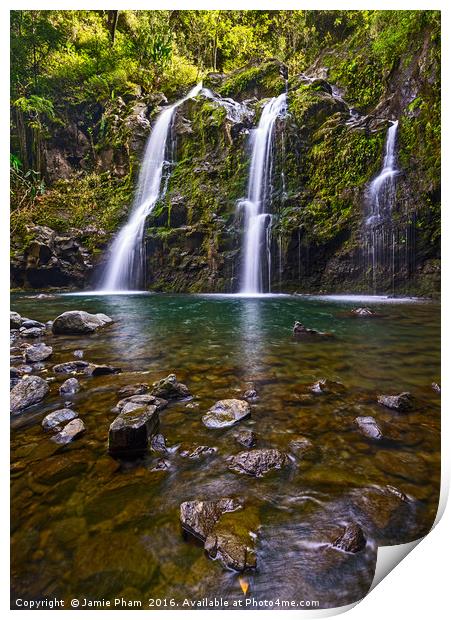 The stunningly beautiful Upper Waikani Falls or Th Print by Jamie Pham