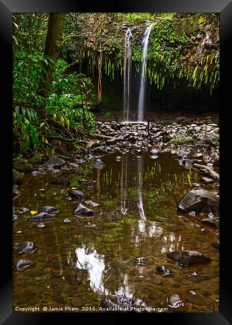 The beautiful and magical Twin Falls along the Roa Framed Print by Jamie Pham