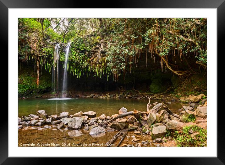 The beautiful and magical Twin Falls along the Roa Framed Mounted Print by Jamie Pham