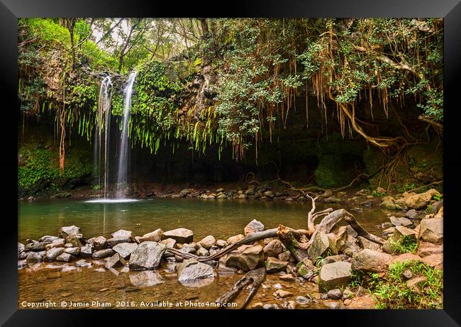 The beautiful and magical Twin Falls along the Roa Framed Print by Jamie Pham