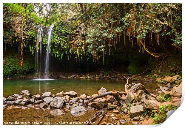 The beautiful and magical Twin Falls along the Roa Print by Jamie Pham