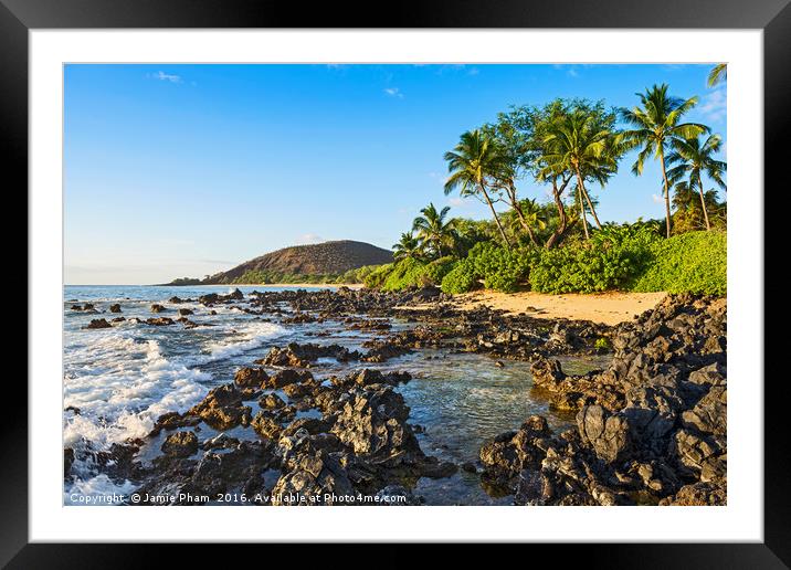 An unamed cove with a small strip of perfectly san Framed Mounted Print by Jamie Pham