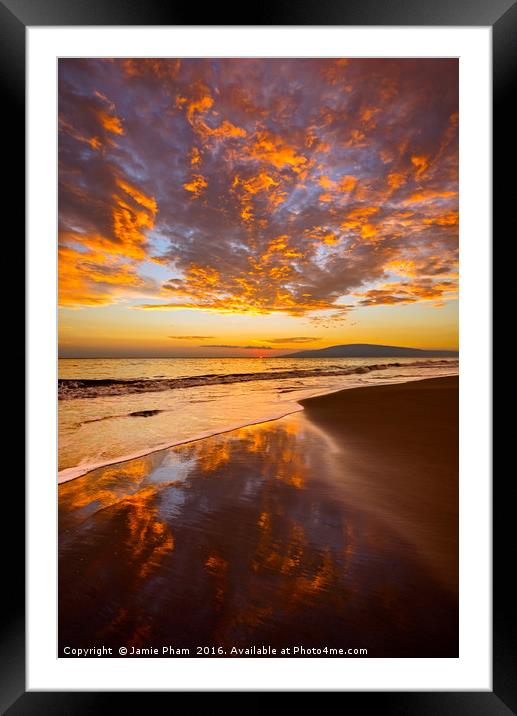 Spectacular beach sunset in the town of Lahaina on Framed Mounted Print by Jamie Pham