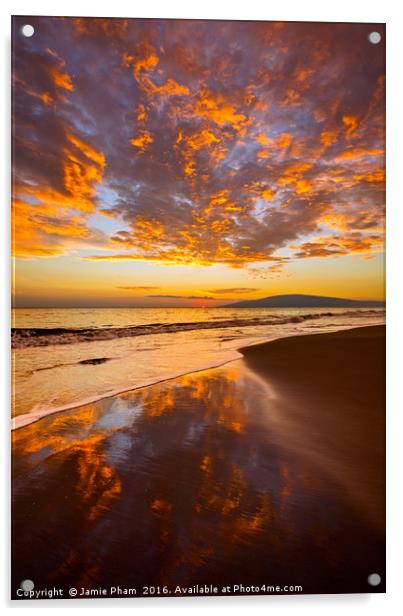 Spectacular beach sunset in the town of Lahaina on Acrylic by Jamie Pham