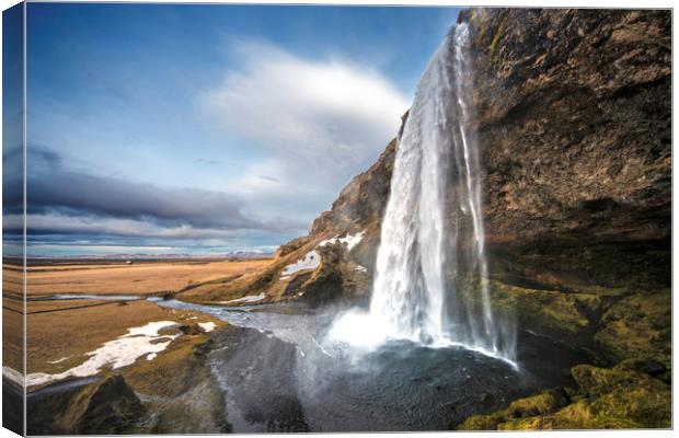 Seljalandsfoss Waterfall south Iceland 1 road Canvas Print by Nick Jenkins
