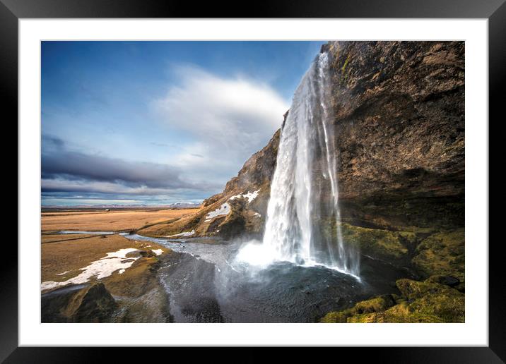 Seljalandsfoss Waterfall south Iceland 1 road Framed Mounted Print by Nick Jenkins