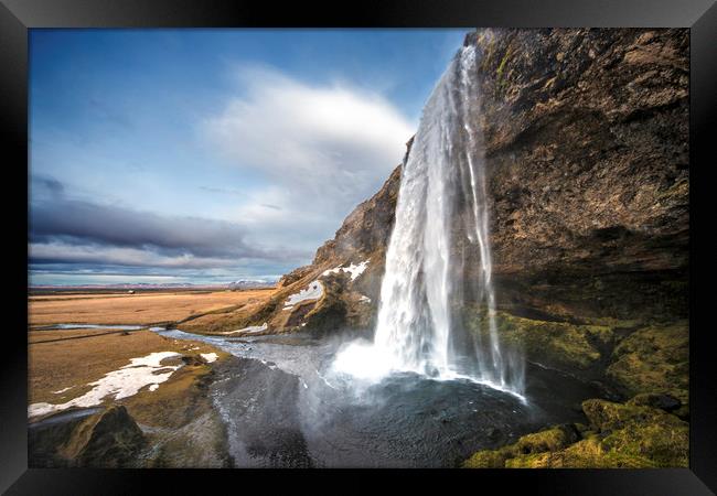 Seljalandsfoss Waterfall south Iceland 1 road Framed Print by Nick Jenkins