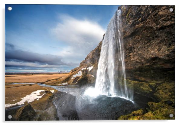 Seljalandsfoss Waterfall south Iceland 1 road Acrylic by Nick Jenkins
