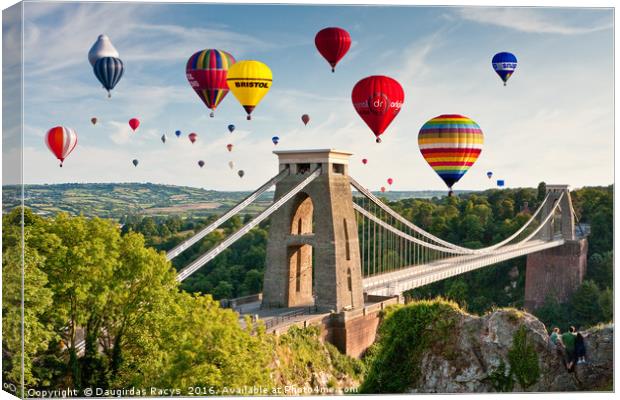 Bristol Balloon Fiesta display over Clifton Bridge Canvas Print by Daugirdas Racys