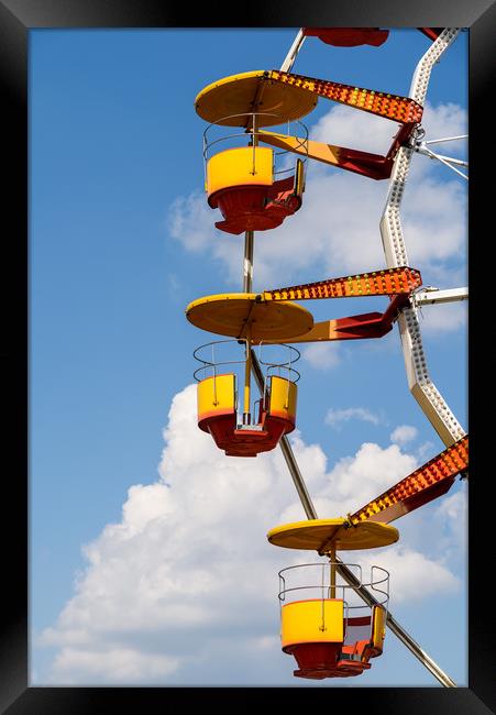 Giant Ferris Wheel In Fun Park On Blue Sky Framed Print by Radu Bercan