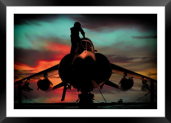 Sea Harrier Sillhouette Framed Mounted Print by J Biggadike
