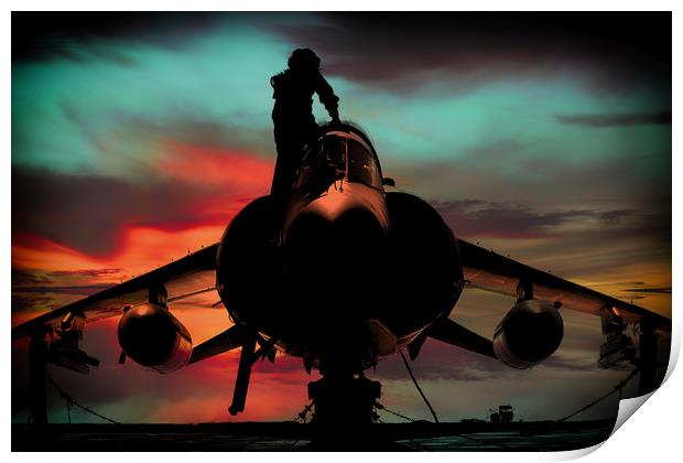 Sea Harrier Sillhouette Print by J Biggadike