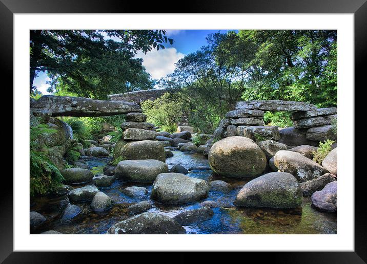 Dartmeet Clapper Bridge Framed Mounted Print by kevin wise