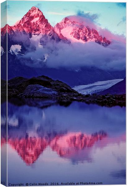 Aiguille de Chardonnet reflected in lac Blanc Canvas Print by Colin Woods
