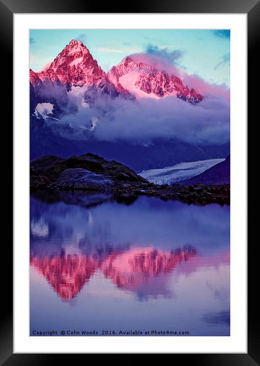 Aiguille de Chardonnet reflected in lac Blanc Framed Mounted Print by Colin Woods