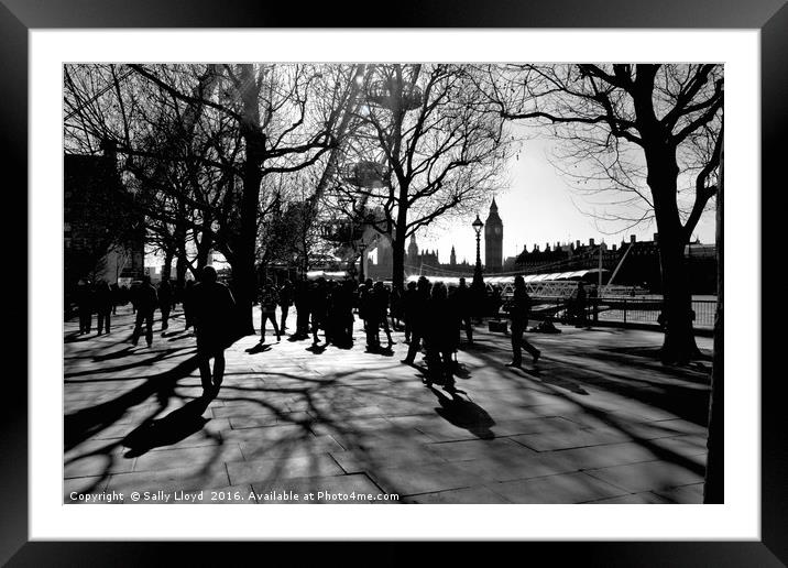 Southbank Shadows, London Framed Mounted Print by Sally Lloyd