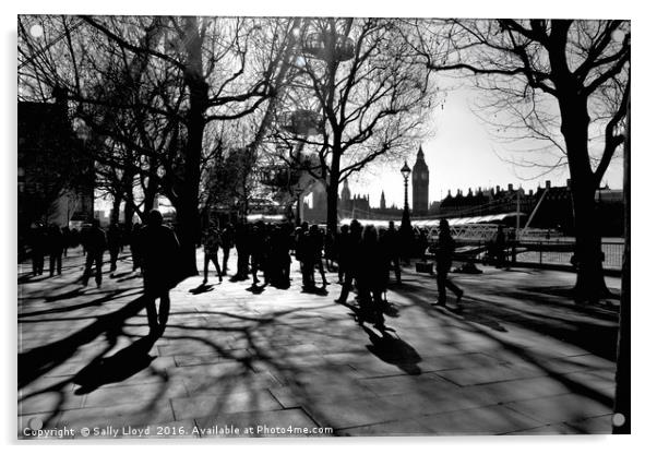 Southbank Shadows, London Acrylic by Sally Lloyd