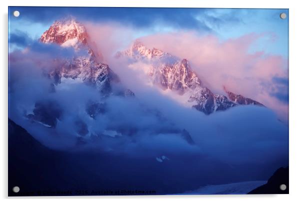 Clearing clouds on the Aiguille de Chardonnet Acrylic by Colin Woods