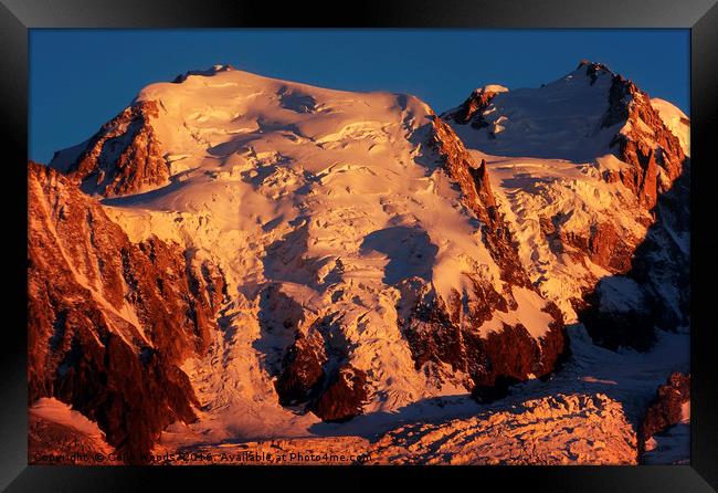 Sunset light on Mont Blanc du Tacul Framed Print by Colin Woods